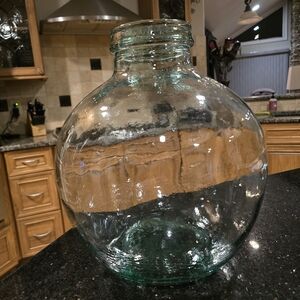 1900's Victorian Large Antique English Carboy Clear with Green Tint Glass Vase